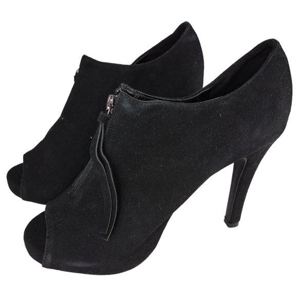 Torrid Women's Open Peep Toe Black Zip Up Bootie‎ 4 Inch Heels Size 10 - Picture 1 of 6